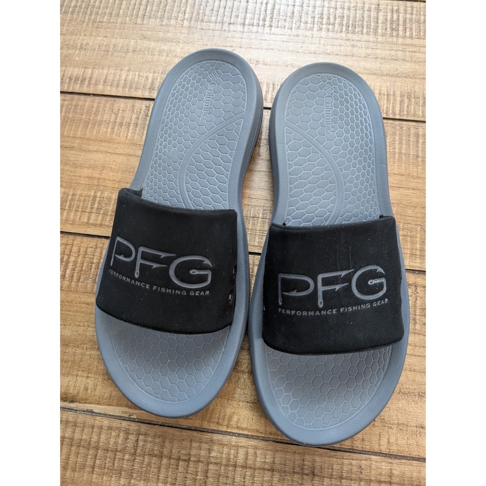 S9 Columbian PFG Mens Sandals Slides "Yachtrocker" PFG Size 9 Black & Gray